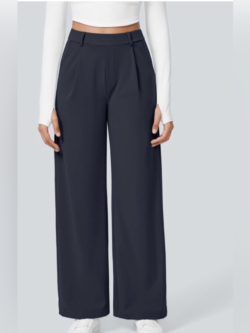 HALARA Wide-Leg High-Rise Pants in midnight blue